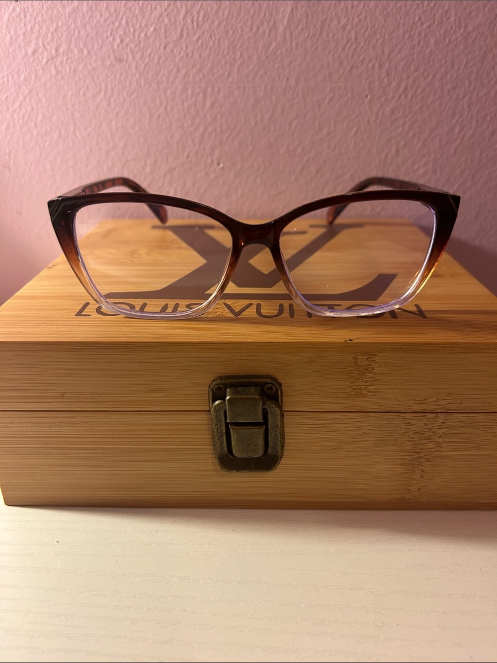 Brown to Clear Ombre Cat-Eye Glasses